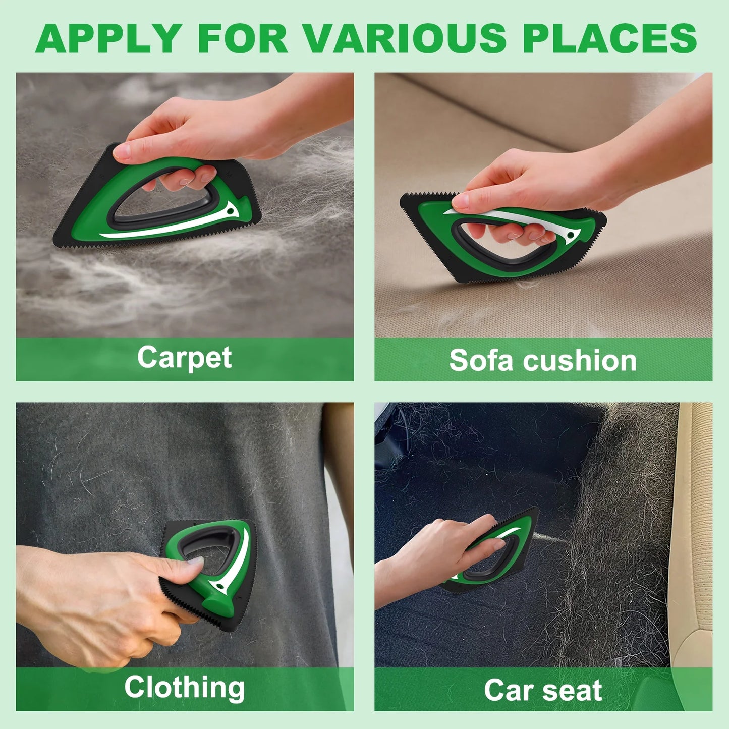 Pet Hair Remover, Reusable Dog and Cat Hair Remover Brush for Furniture,Car,Carpet - Green