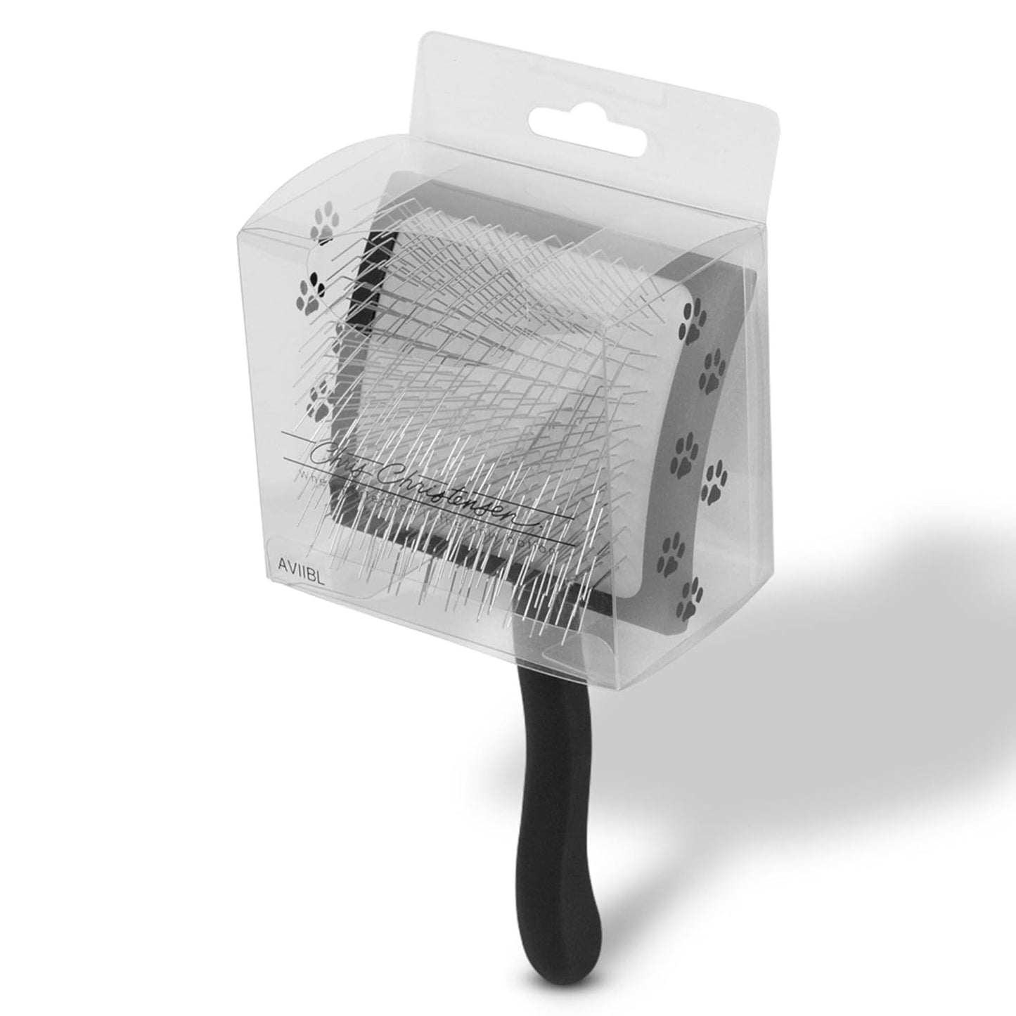 Chris Christensen Big K Slicker Brush for Dogs - Professional Grooming Tool for Goldendoodles, Labradoodles, and Poodles, Efficient Fluffing and Detangling, Large Size, Black