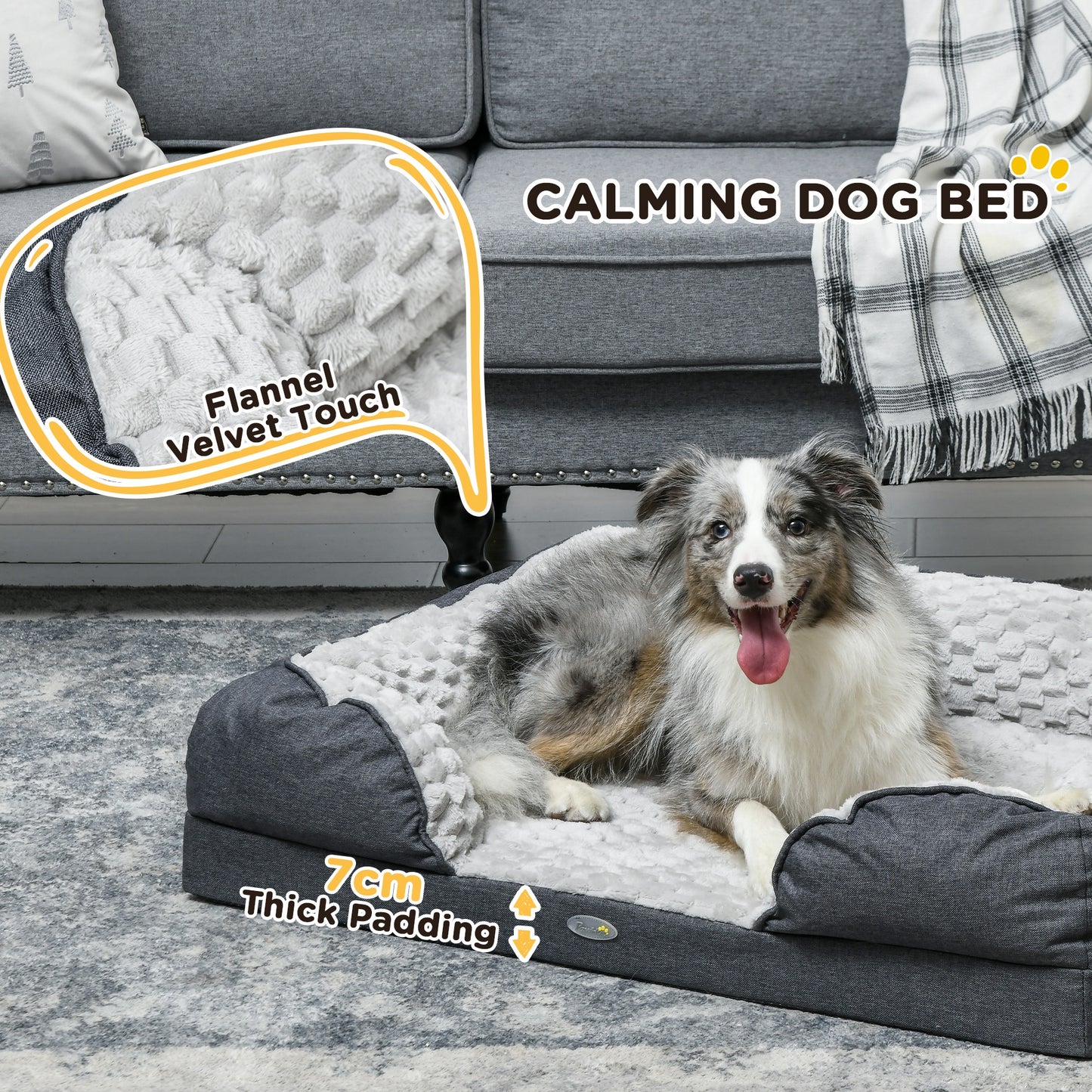 Calming Dog Bed Pet Bed W/ Anti-Slip Bottom
