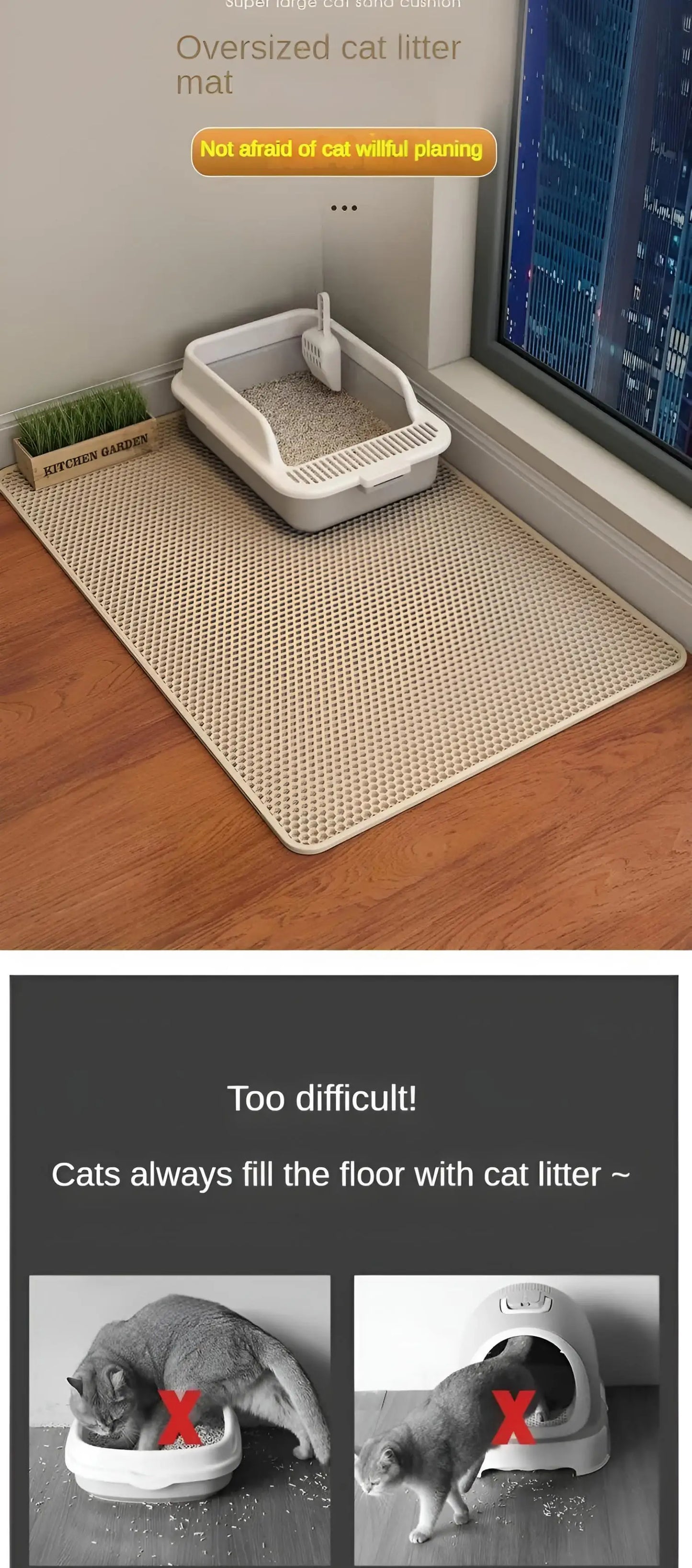 120X70CM Cat Sandbox Mat Cat Toilet Mat Non-slip Cat Litter Box Filter Mat Double layer Wear Resistant Big alfombra arenero gato