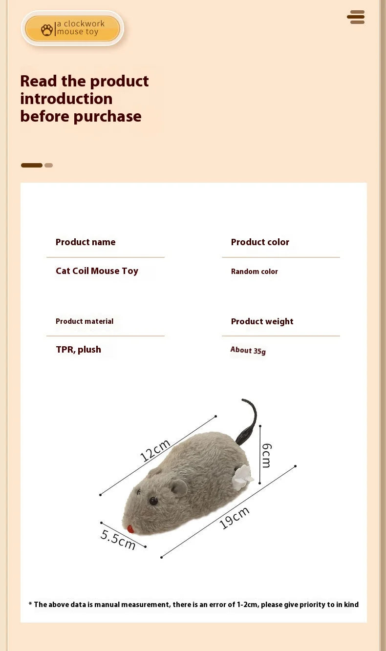Fun and Interactive Plush Wind-Up Mouse Toy for Cats Dogs and Kids Mechanical Moving Animal Toy for Playtime and Pranks