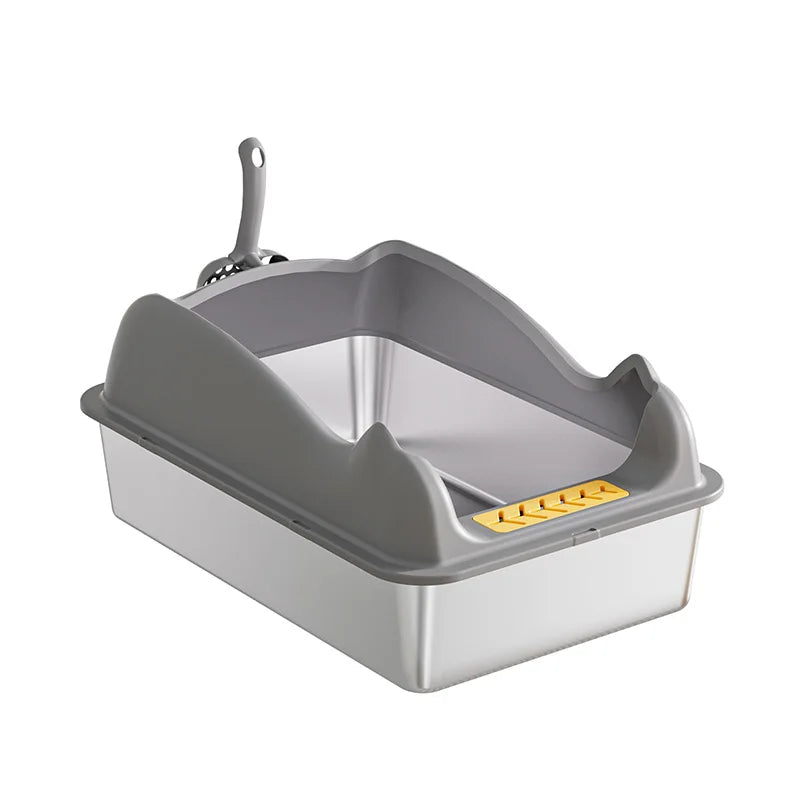 60CM Stainless steel cat litter box Semi Enclosed Leak proof and odor proof Easy to clean Suitable for multi cat households