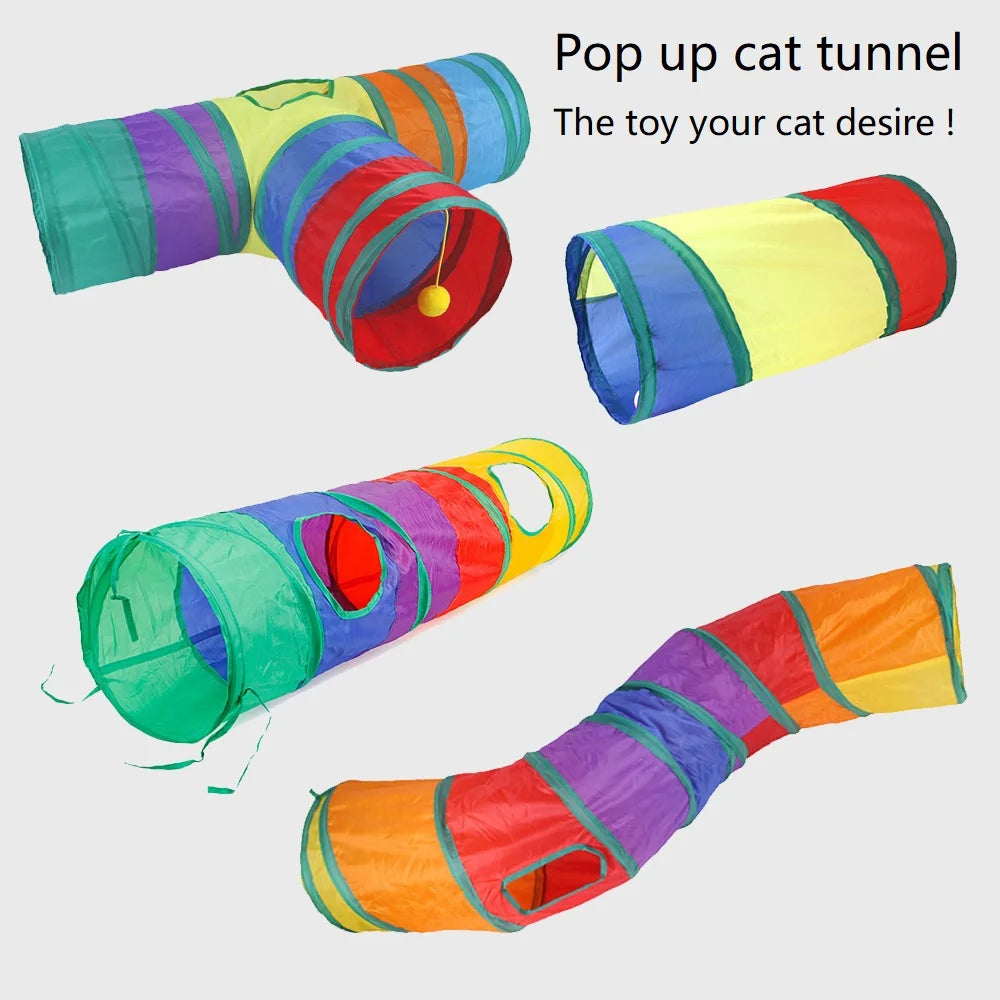 cat play tunnel interactive toy,hide and seek tunnel, portable&collapsible pop up cat tunnel for cats' instinct