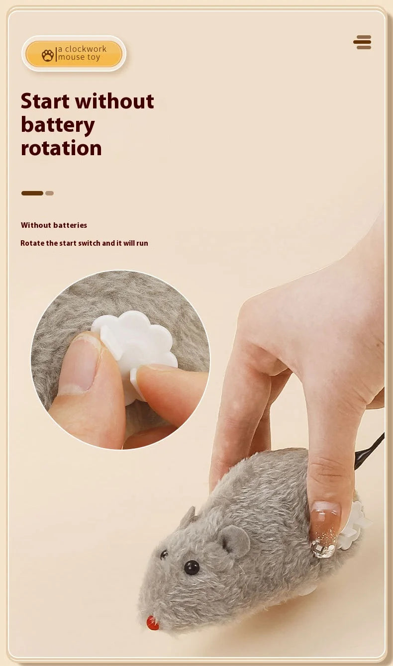 Fun and Interactive Plush Wind-Up Mouse Toy for Cats Dogs and Kids Mechanical Moving Animal Toy for Playtime and Pranks
