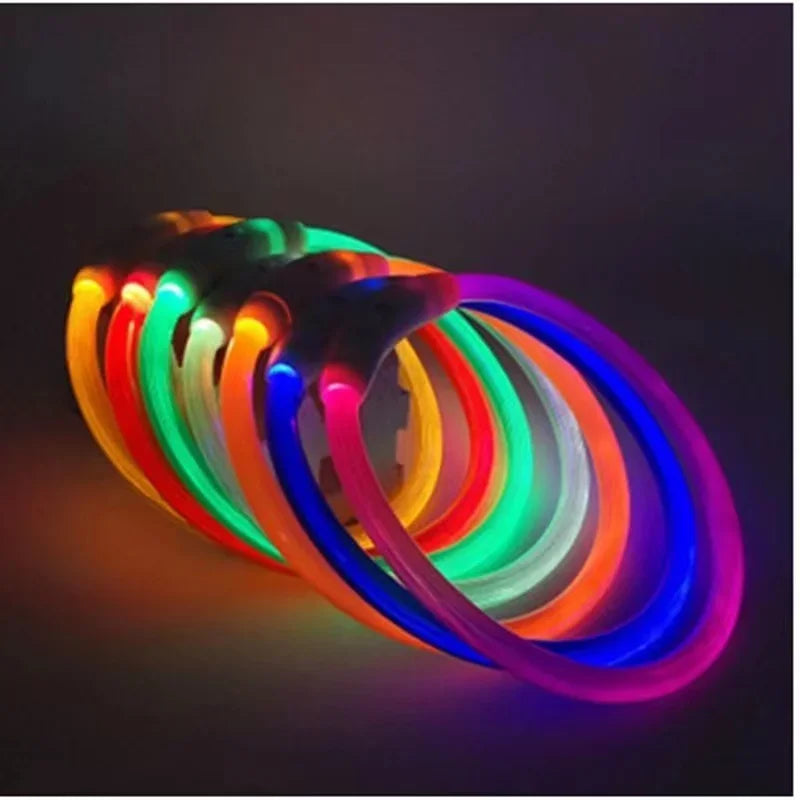 40/50/70cm Led dog collar USB rechargeable pet dog glow-in-the dark charging collar Luminous necklace collar safety night light