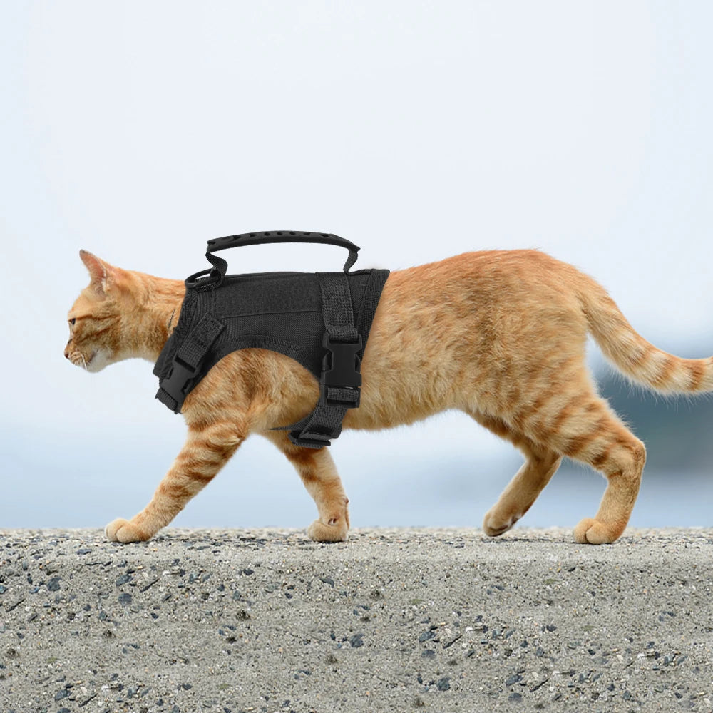 Tactical Puppy Harness Leash For Small Dogs Cats Adjustable Kitten Vest For Military Service Dog Working Training Walking