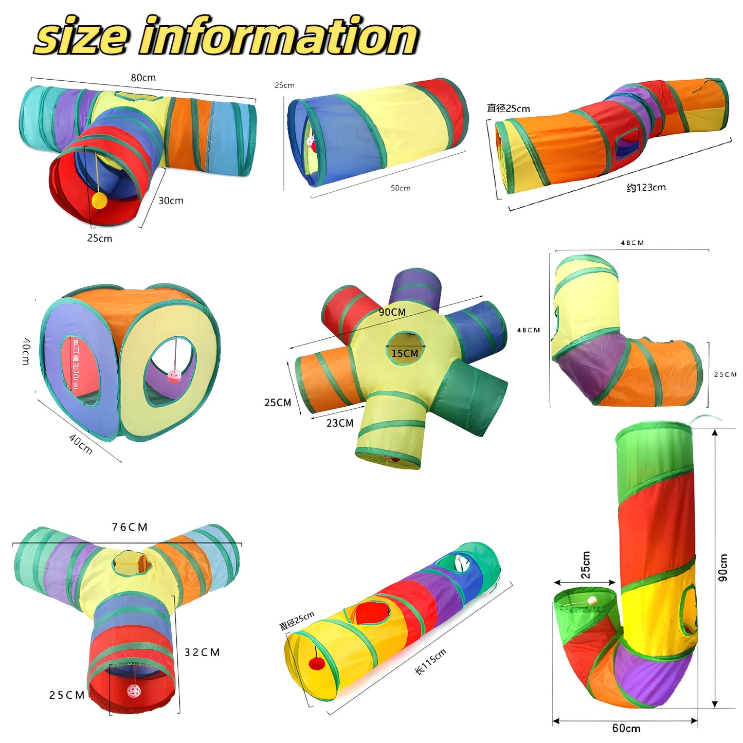 cat play tunnel interactive toy,hide and seek tunnel, portable&collapsible pop up cat tunnel for cats' instinct
