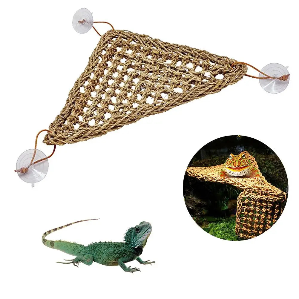 Reptile Lizard Hammock Hamster Grass Cushion Pet Bed Seagrass Hammock Swing Pet Reptile Toy Hanging Mattress Hanging Sofa