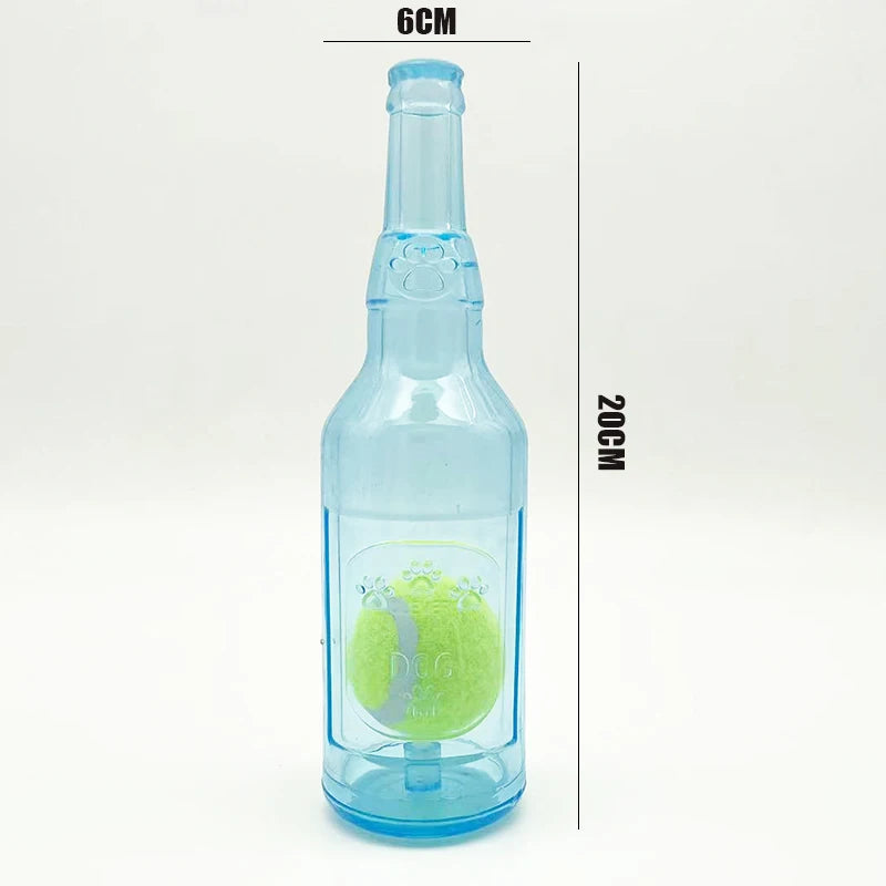 Pet Chew Toy TPR Bite-resistance Beer Bottle with Tennis Ball Toy Puppy Teeth Grinding dog Chewing Squeaky Interactive Toys
