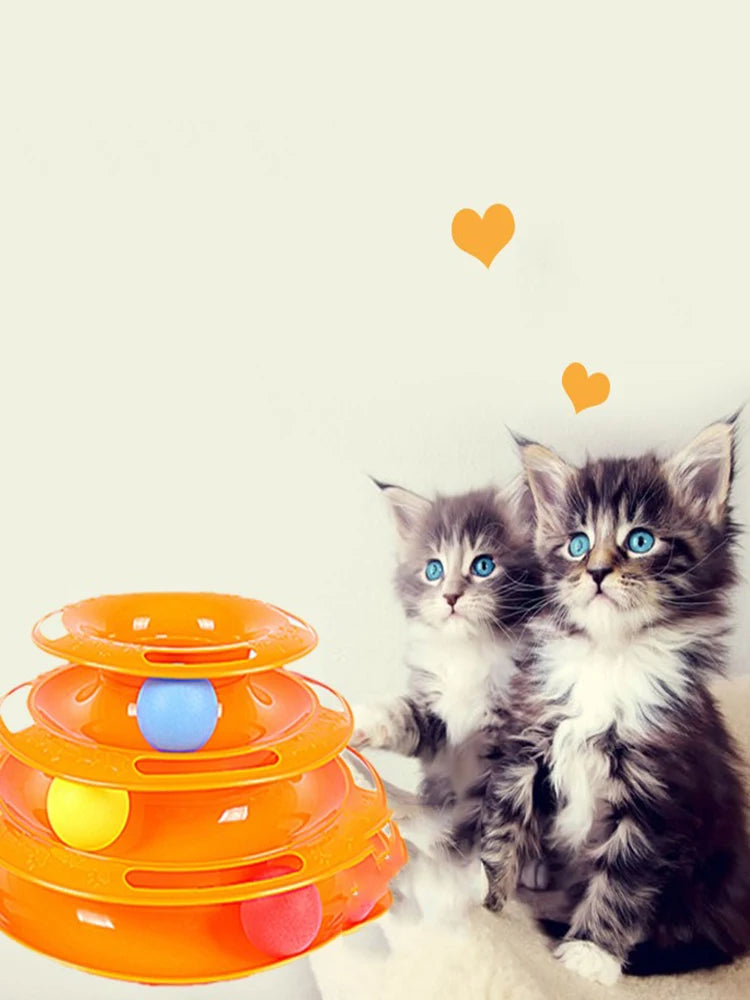 Cat turntable cat toy plastic turntable three-layer four-layer self-sport cat toy teasing cat stick to relieve boredom toys