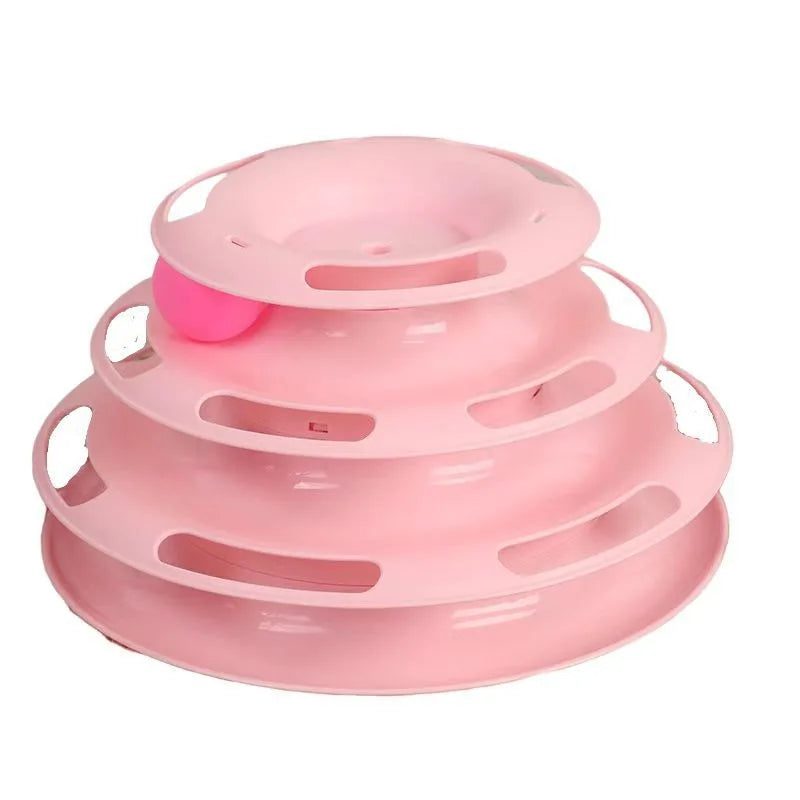 Cat turntable cat toy plastic turntable three-layer four-layer self-sport cat toy teasing cat stick to relieve boredom toys