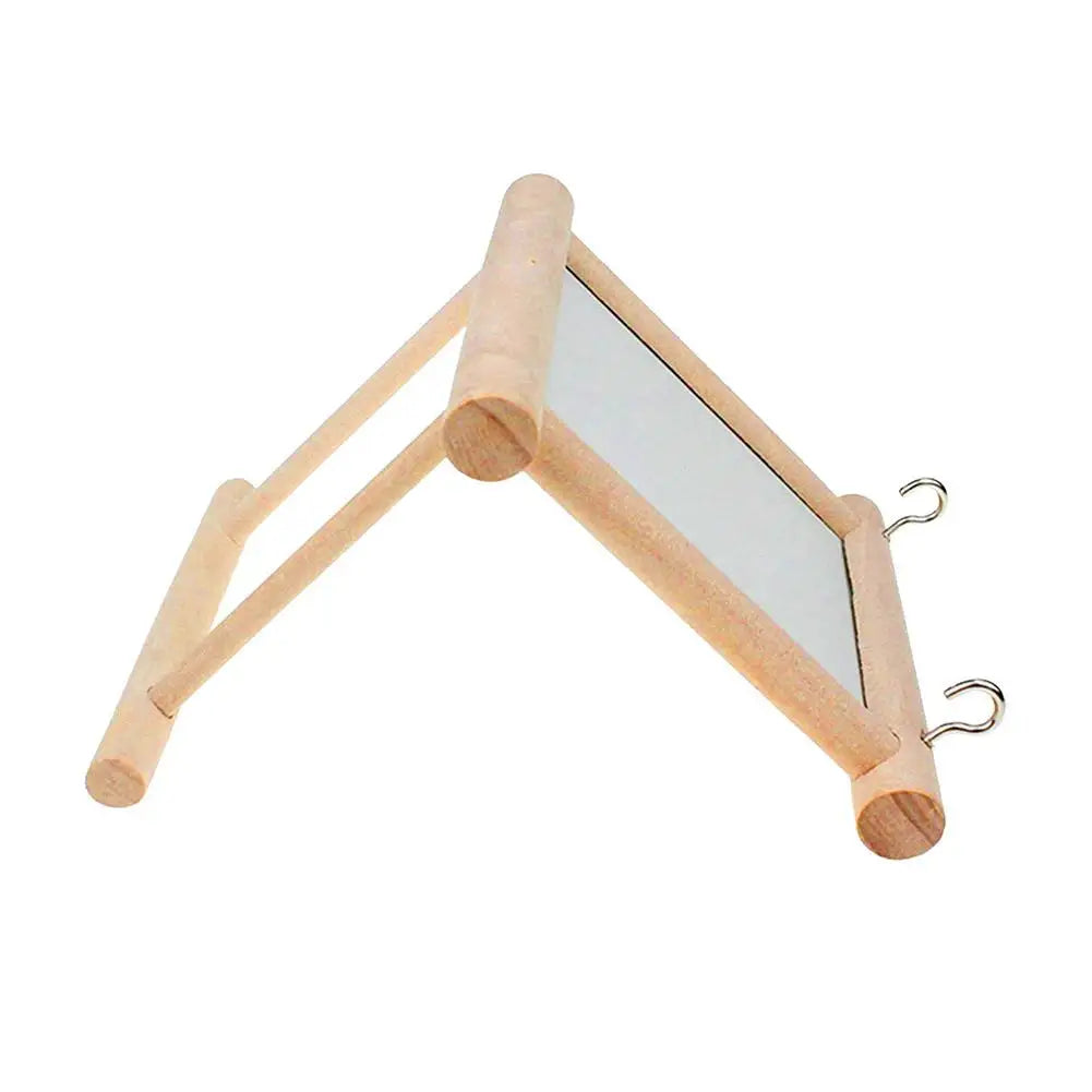 Bird Mirror Wooden Interactive Play Toy With Perch For Small Parrot Budgies Parakeet Cockatiel Conure Lovebird Cage Accessories
