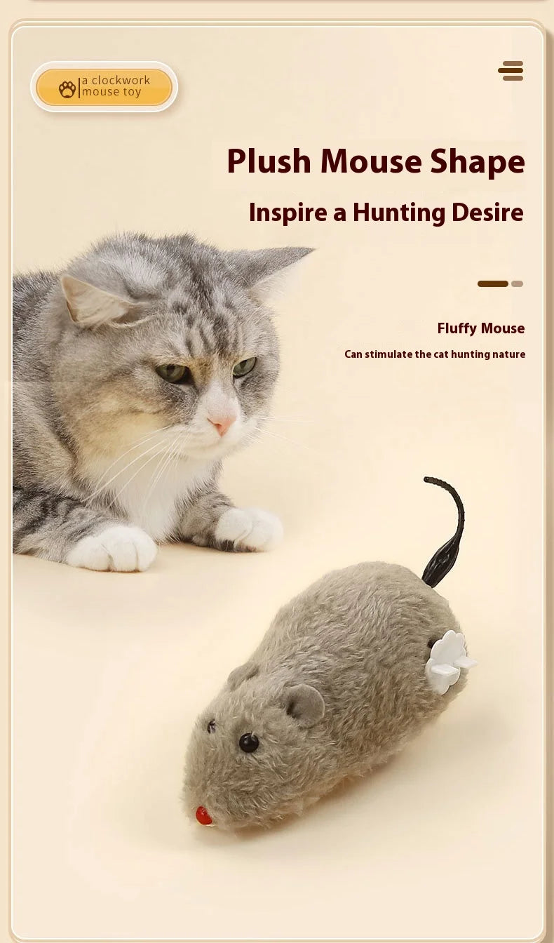 Fun and Interactive Plush Wind-Up Mouse Toy for Cats Dogs and Kids Mechanical Moving Animal Toy for Playtime and Pranks