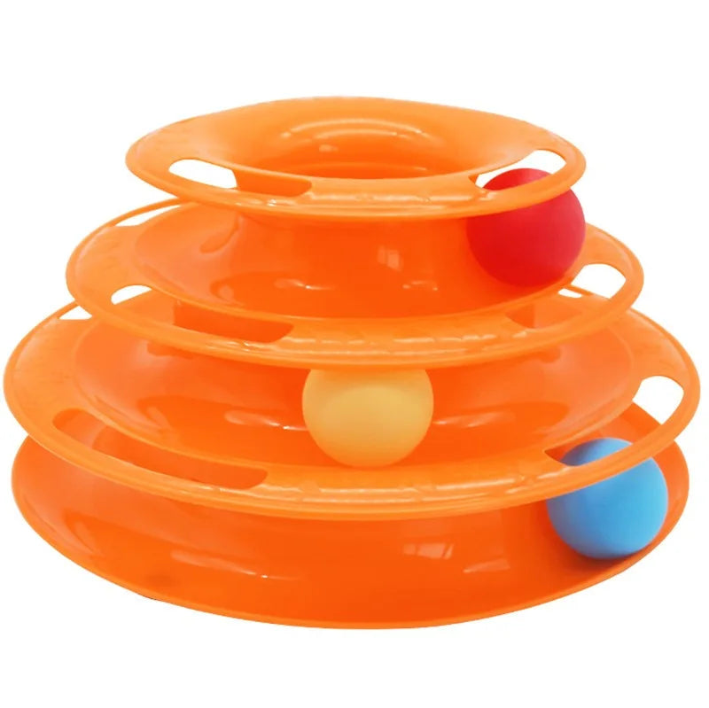 Cat turntable cat toy plastic turntable three-layer four-layer self-sport cat toy teasing cat stick to relieve boredom toys
