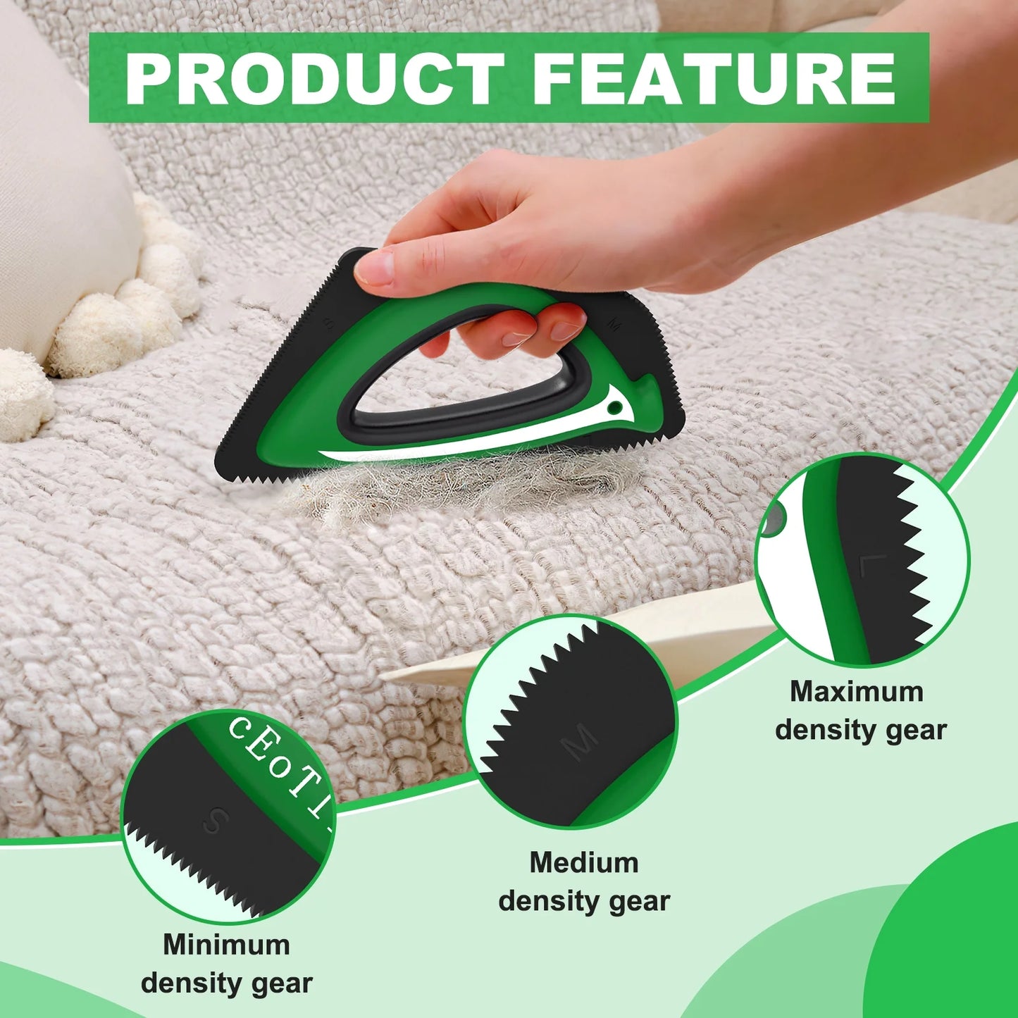 Pet Hair Remover, Reusable Dog and Cat Hair Remover Brush for Furniture,Car,Carpet - Green