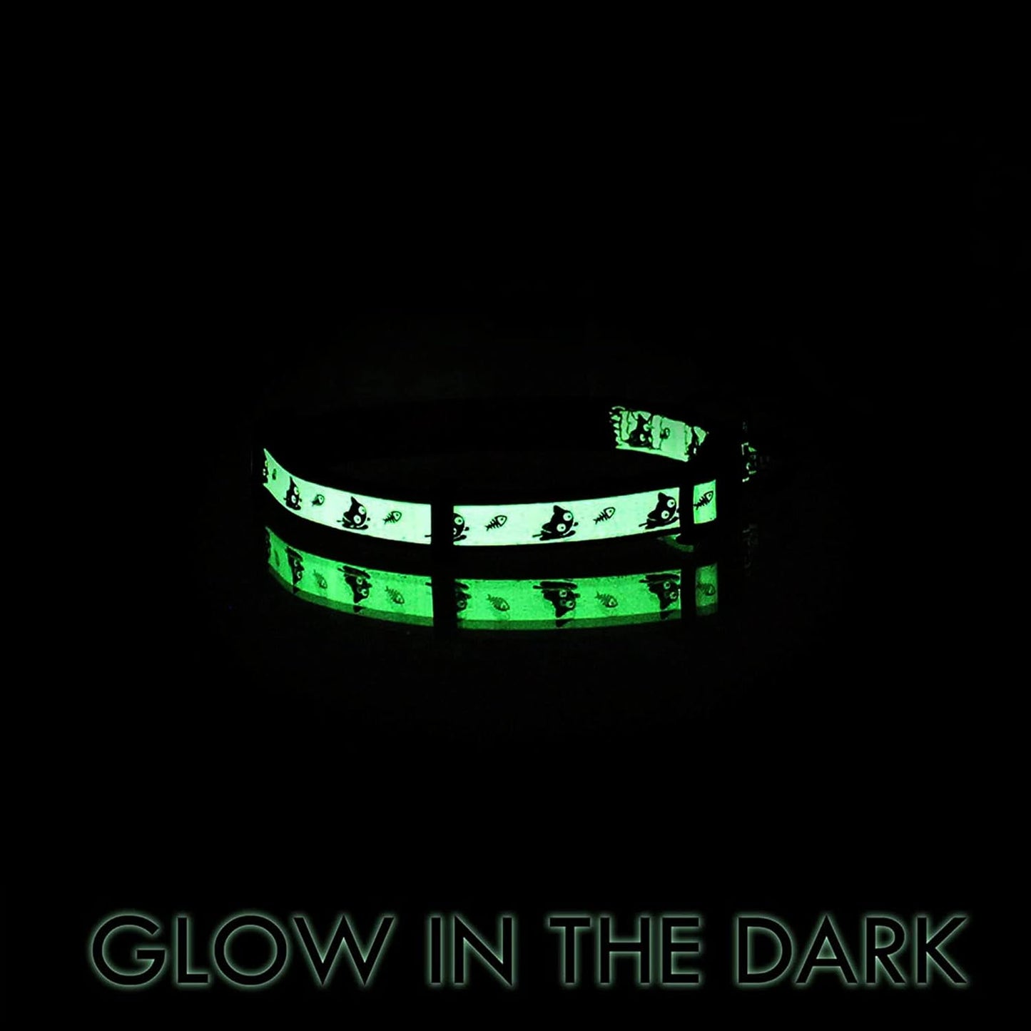 Pawtitas Teal Glow-in-the-Dark Cat Collar with Safety Buckle and Removable Bell