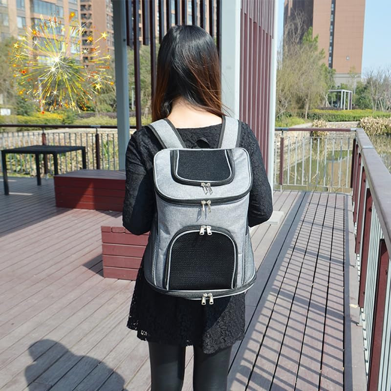Pet Square Backpack, Privacy-Focused Carrier for Cats and Dogs, Portable Travel Bag (Black, M: 38X29X42CM)