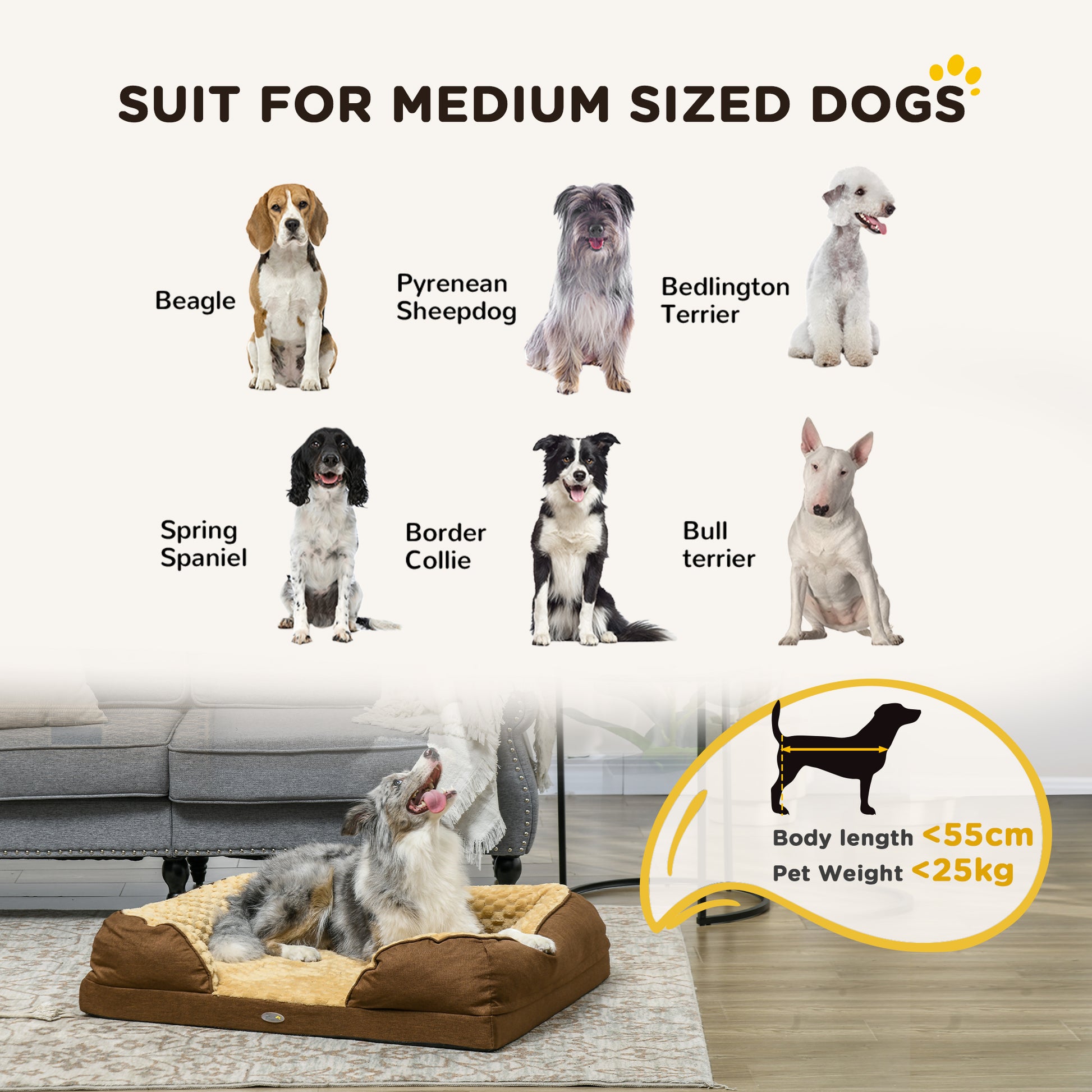 Calming Dog Bed Pet Bed W/ Anti-Slip Bottom
