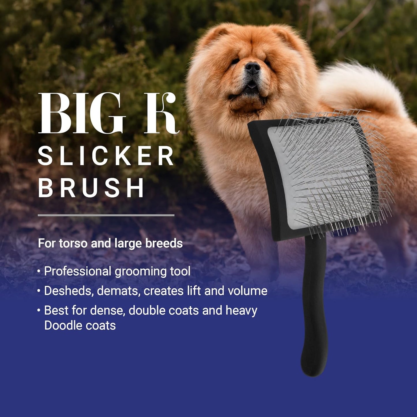 Chris Christensen Big K Slicker Brush for Dogs - Professional Grooming Tool for Goldendoodles, Labradoodles, and Poodles, Efficient Fluffing and Detangling, Large Size, Black