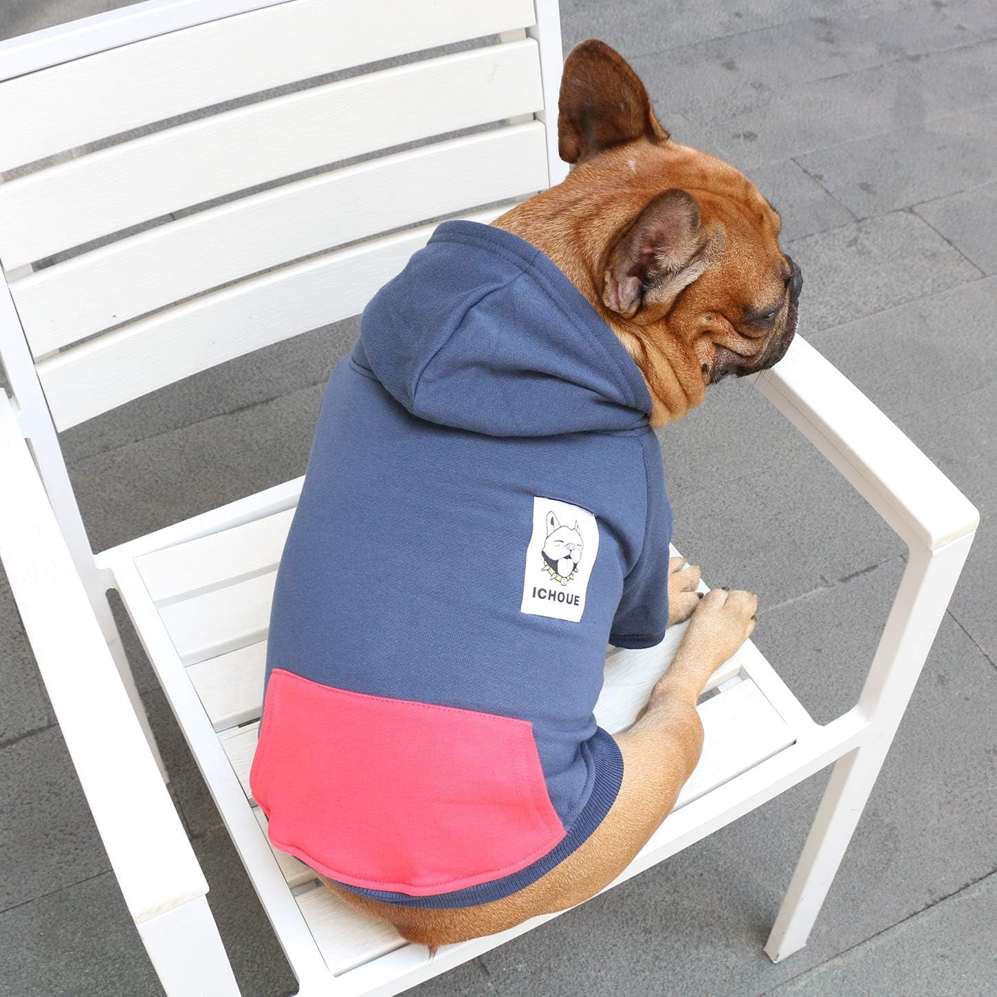 Ichoue I Am a French Bulldog Clothes Hoodies for Dogs Puppy Frenchie Pug English Boston Terrier Bully Pitbull Sweatshirt Sweater Clothing Cold Weather Winter Coats - Navy/Medium