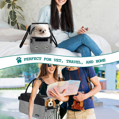 Petami Dog Purse Carrier for Small Dogs, Airline Approved Soft Sided Pet Carrier with Pockets, Ventilated Dog Carrying Bag for Puppy Cat, Dog Travel Supplies Bag, Sherpa Bed, Max 12 Lbs, Gray