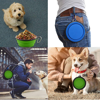 Guardians Large Collapsible Dog Bowls, 34Oz Travel Water Food Bowls Portable Foldable Collapse Dishes with Carabiner Clip, 2 Pack (Green+Red)