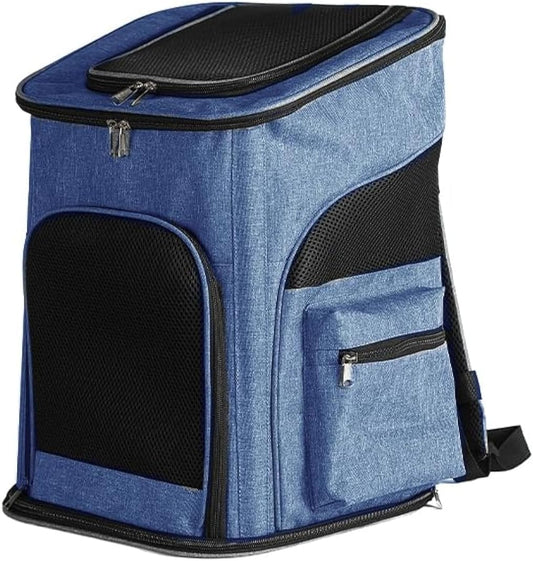 Pet Steel Wire Backpack for Easy Travel & Comfort Foldable Pet Bag Dog Backpack Cat Carrier Bag Pet Bag with Good Privacy Standard Pet Backpack for Cats Dogs Rabbits Birds Small Animals (Blue, L)