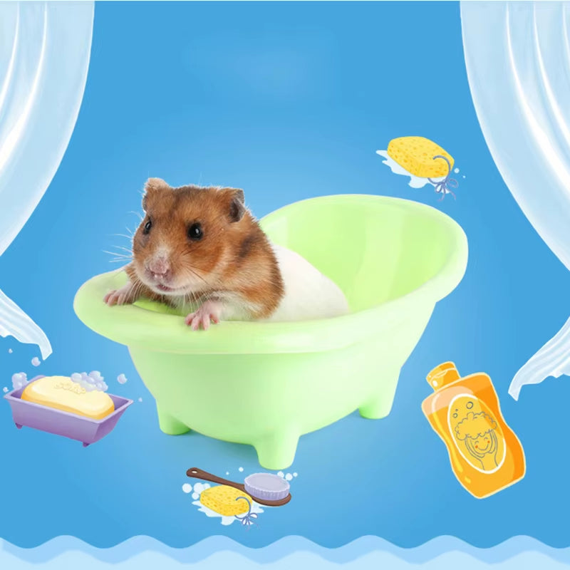 Pet Mouse Bathing Bathtub Plastic Bathtub Hamster Bathing Supplies Toy Little Pet Bathroom Pet Cage Accessories Pet Toilet