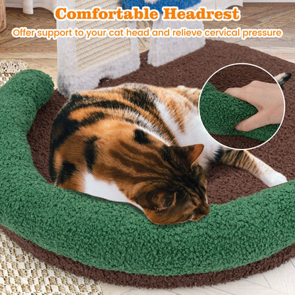 Mushroom Cat Bed with Wide Large Platform and Sisal Scratching Panel