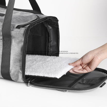 Pet Bag Collapsible Portable for Dog Cat Go Out Traveling Carrier Oblique Slung Ventilate Mesh Shelter Two Uses Zip Grey,Black (Grey, S:41X27X26CM/16.1"X10.6"X10.2")