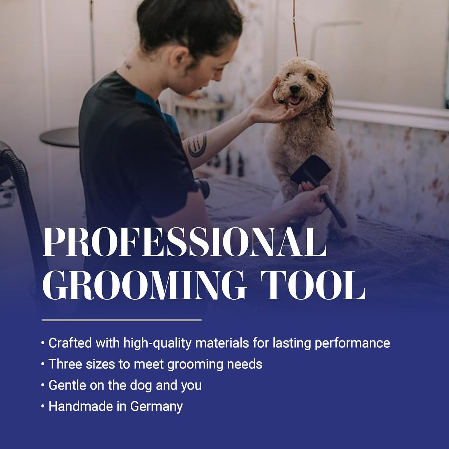 Chris Christensen Big K Slicker Brush for Dogs - Professional Grooming Tool for Goldendoodles, Labradoodles, and Poodles, Efficient Fluffing and Detangling, Large Size, Black