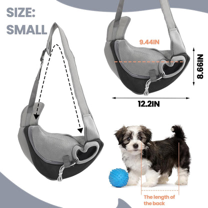 Small Dog Sling Carrier, Mesh Adjustable Pet Sling Carrier Zipper Pocket Breathable Hand Free for Small Medium Dogs Cats Outdoor Travel (Up to 5 Pounds)