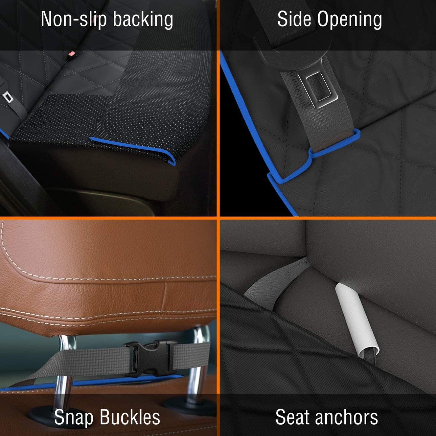 Active Pets Dog Car Seat Cover for Back Seat, Waterproof Vehicle Protector, Durable Scratch Proof Nonslip Pet Protection, Machine Washable, XL, Blue