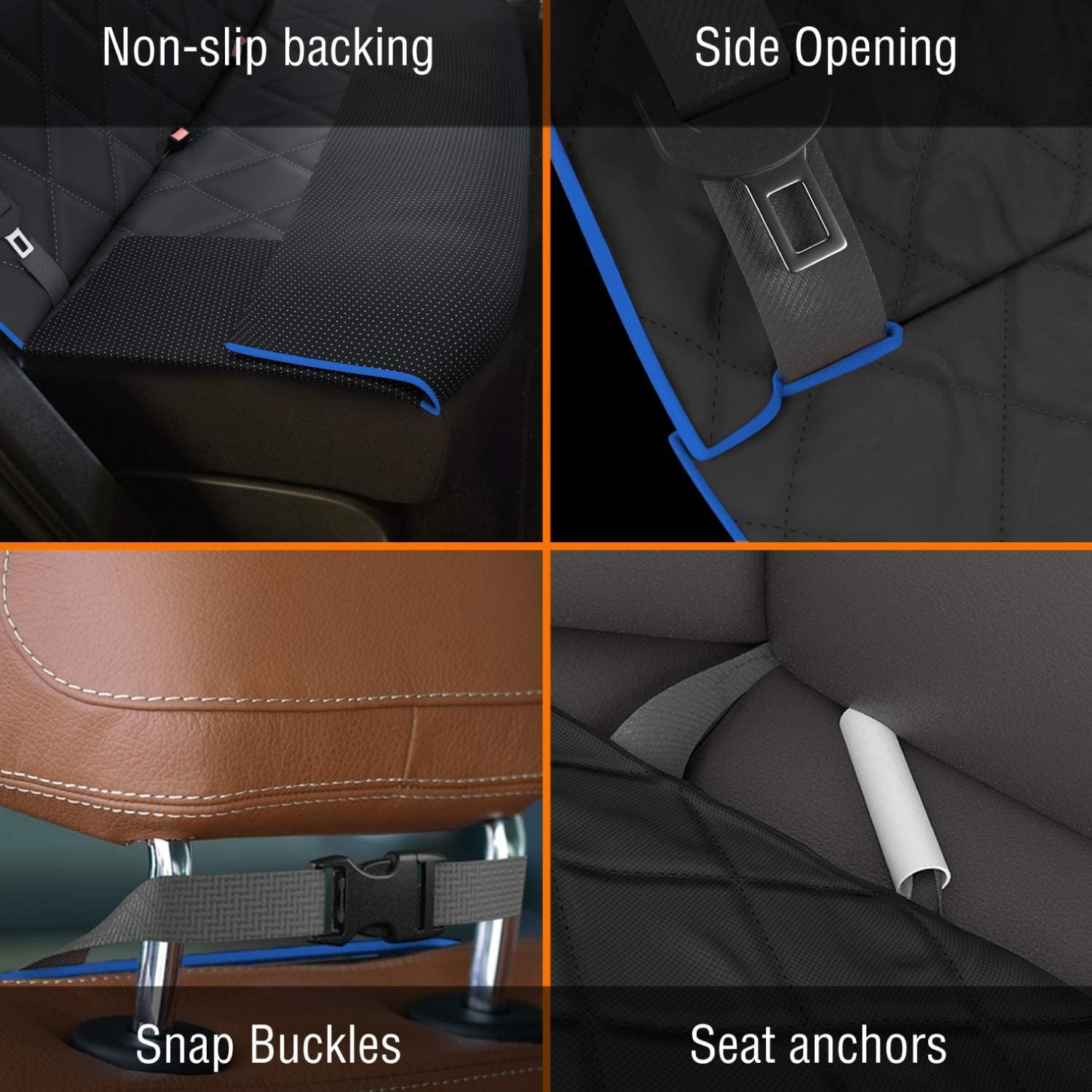 Active Pets Dog Car Seat Cover for Back Seat, Waterproof Vehicle Protector, Durable Scratch Proof Nonslip Pet Protection, Machine Washable, XL, Blue