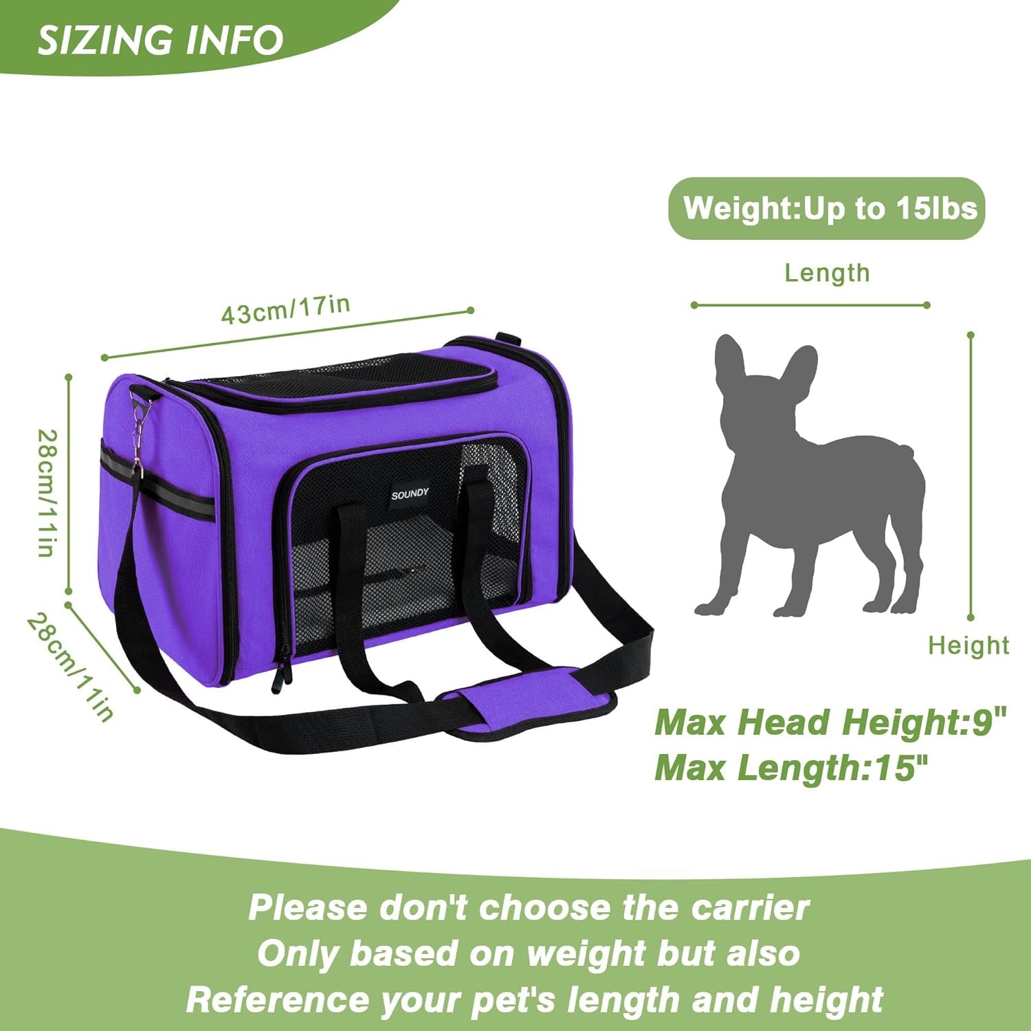 Dog Carrier Cat Carriers Airline Approved Pet Carrier for Small Medium Dogs Cats under 15Lbs Puppies Collapsible Soft Sided TSA Travel Puppy Carrier Bag (Medium, Purple)