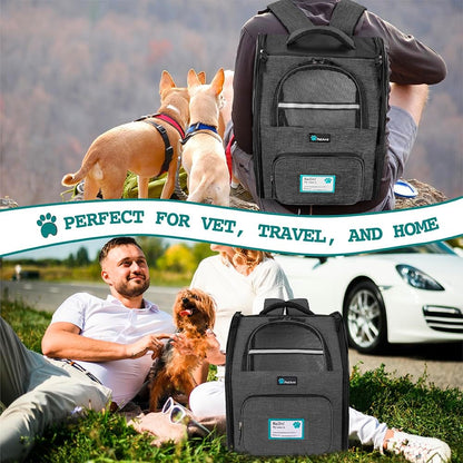 Dog Backpack Carrier for Small Large Cat, Pet, Puppies, Ventilated Pet Hiking Backpack Travel Bag, Airline Approved Cat Backpack Carrier, Safety Back Support, Camping Biking Dog Bag, Charcoal
