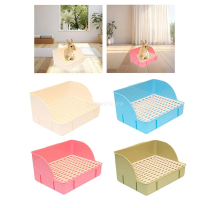 Rabbit Litter Tray Toilet Animal Potty Trainer Bunnies Corner Toilet Box for Ferret Hamster Dragon Cat Guinea Pig Dutch Supplies