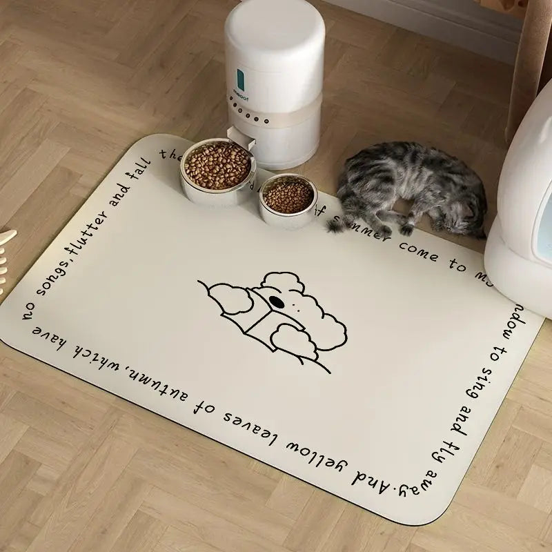 Line Puppy Rubber Placemat Cat Eating Floor Mat Absorbent Pet Supplies Dog Large Cat Litter Bowl Mat