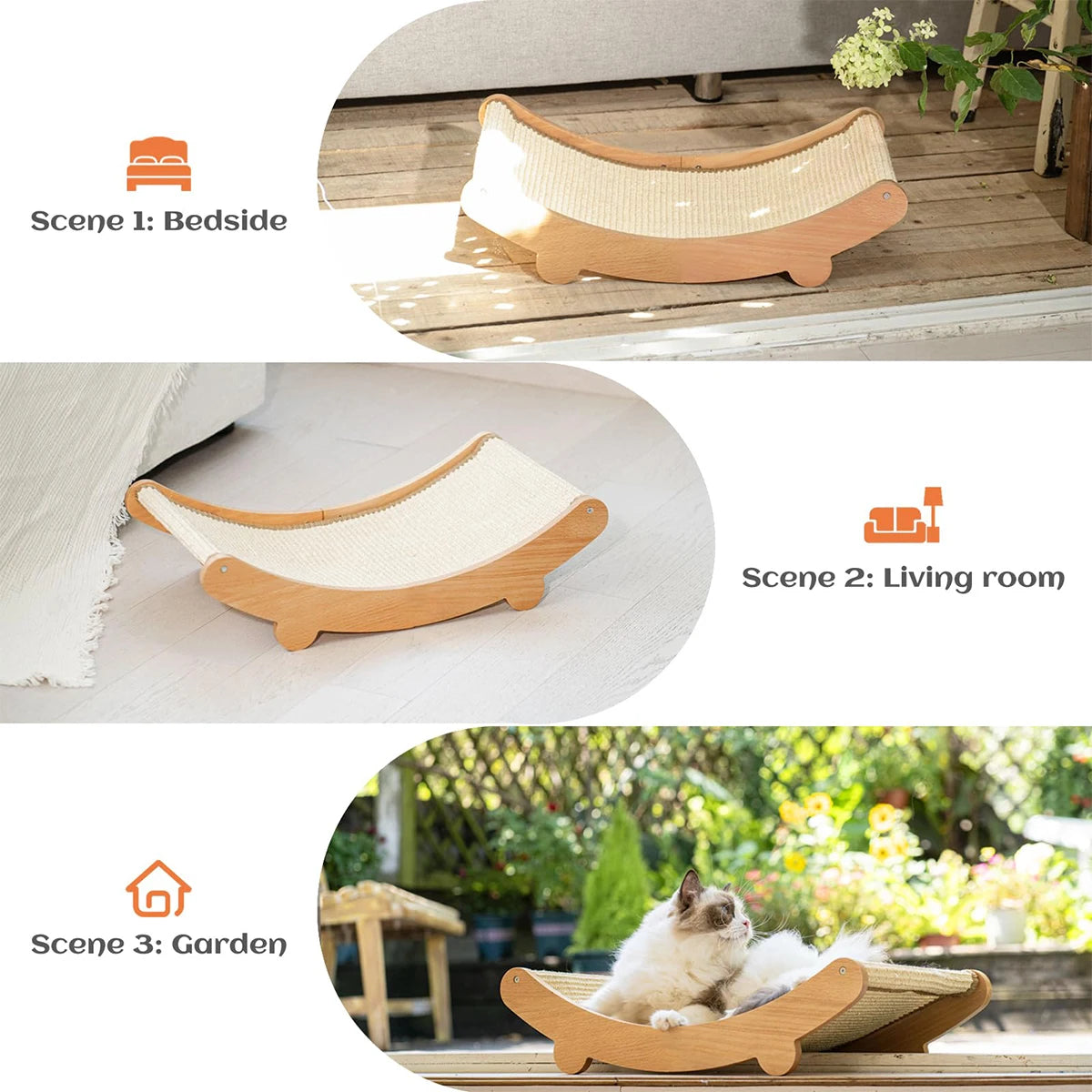 Wooden Cat Scratching Pads Multifuction Cats Sleeping Bed Detachable Wear-resistant Cat Scratch Board Kitten Grinding Cats Toys