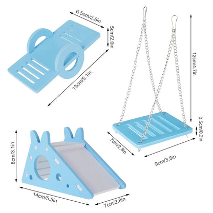 Hamster Toys Set Rabbit Mouse Natural Small Animal Wood Guinea Pig Toys Teeth Cleaning Molar Grinding Caring Chewing Toy