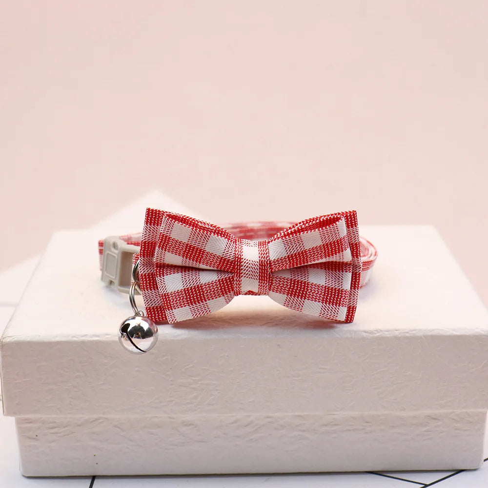 1PC Cute Cat Collar Small Puppy Cat Dog Collars Bow Kitten Collar Bowknot Necklace with Bell for Dog Cat Chihuahua Pet Supplies