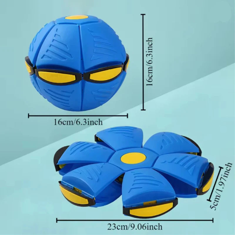 Pet Outdoor Fun Toys UFO Ball Magic Deformation Bouncing Ball Without LED Light Flying Puppy Toy Decompression Gift