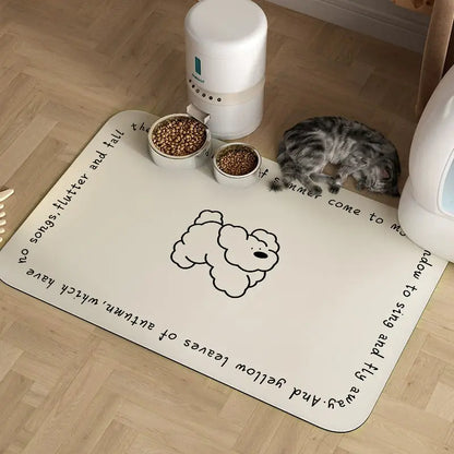 Line Puppy Rubber Placemat Cat Eating Floor Mat Absorbent Pet Supplies Dog Large Cat Litter Bowl Mat
