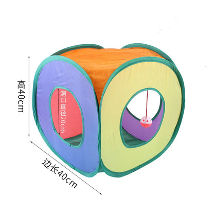 cat play tunnel interactive toy,hide and seek tunnel, portable&collapsible pop up cat tunnel for cats' instinct