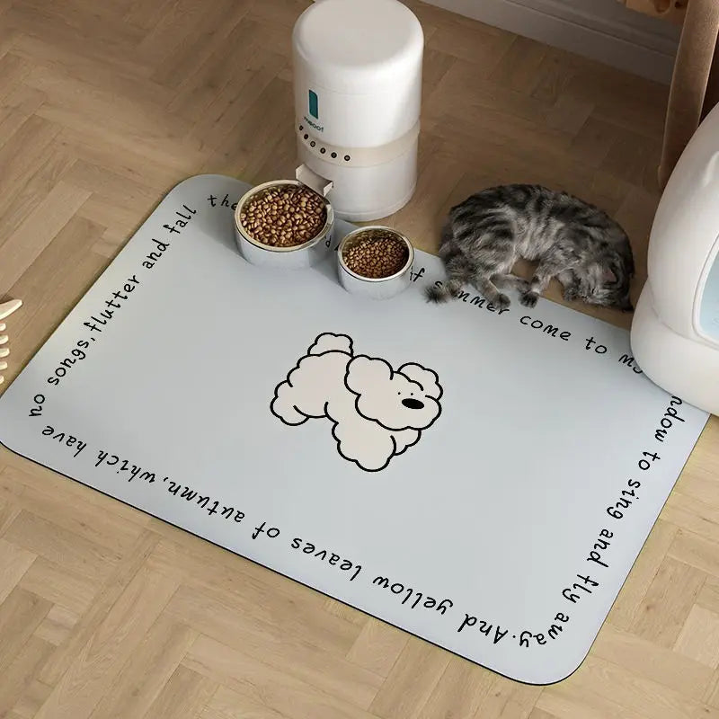 Line Puppy Rubber Placemat Cat Eating Floor Mat Absorbent Pet Supplies Dog Large Cat Litter Bowl Mat