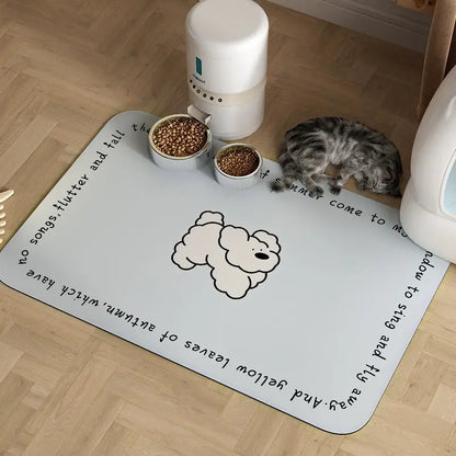 Line Puppy Rubber Placemat Cat Eating Floor Mat Absorbent Pet Supplies Dog Large Cat Litter Bowl Mat