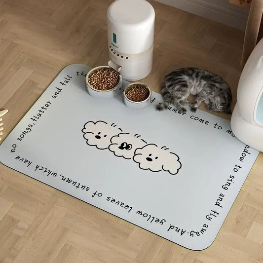 Line Puppy Rubber Placemat Cat Eating Floor Mat Absorbent Pet Supplies Dog Large Cat Litter Bowl Mat