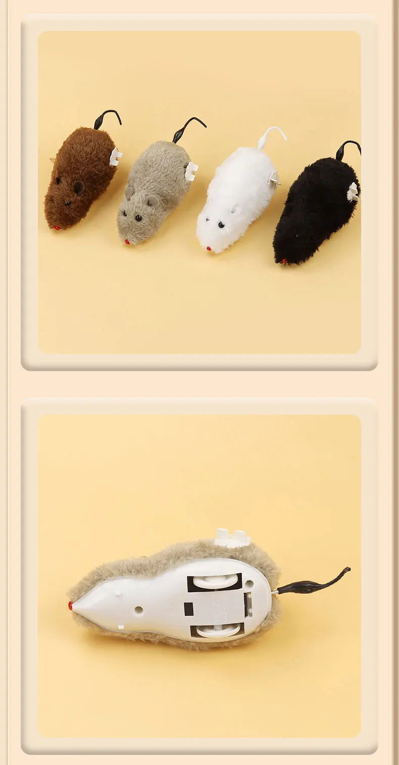Fun and Interactive Plush Wind-Up Mouse Toy for Cats Dogs and Kids Mechanical Moving Animal Toy for Playtime and Pranks
