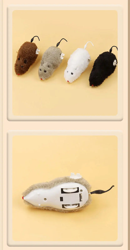 Fun and Interactive Plush Wind-Up Mouse Toy for Cats Dogs and Kids Mechanical Moving Animal Toy for Playtime and Pranks