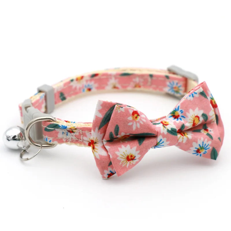 1PC Cute Cat Collar Small Puppy Cat Dog Collars Bow Kitten Collar Bowknot Necklace with Bell for Dog Cat Chihuahua Pet Supplies